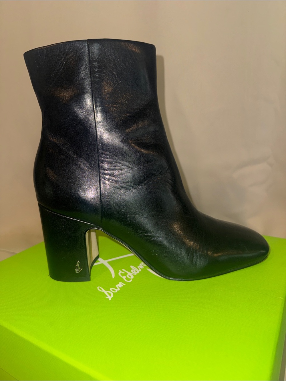 Sam Edelman Black Leather Heeled Ankle Boots
